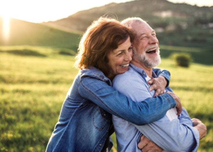 Couple embrace